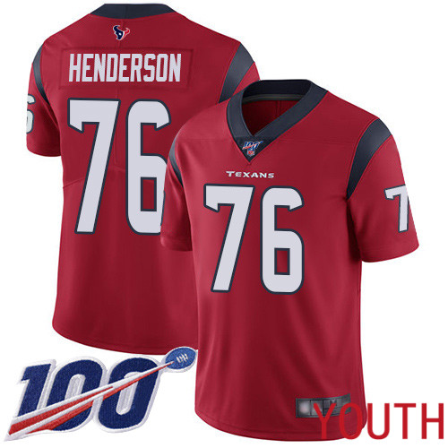 Houston Texans Limited Red Youth Seantrel Henderson Alternate Jersey NFL Football 76 100th Season Vapor Untouchable